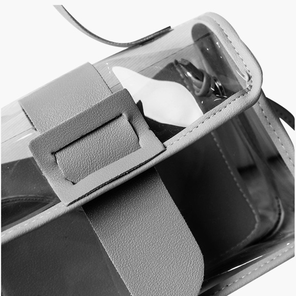 CLEAR CROSSBODY BAG WITH PINK TRIM & A TOP HANDLE - Picture 4 of 11